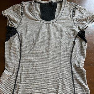 anthropologie womens knit top size L black and white stripe